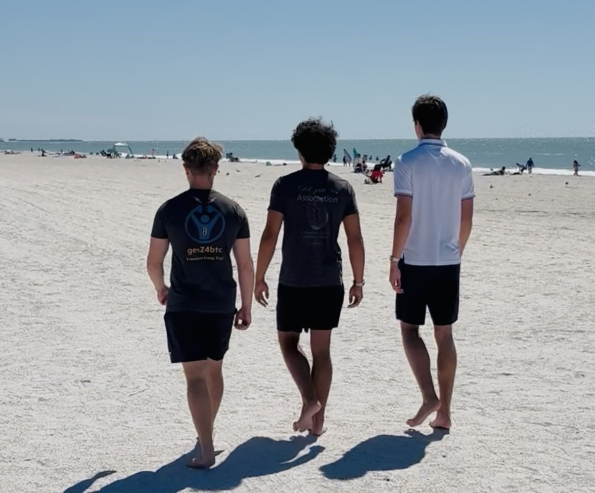 Brody, Benjamin, and Jackson on the beach